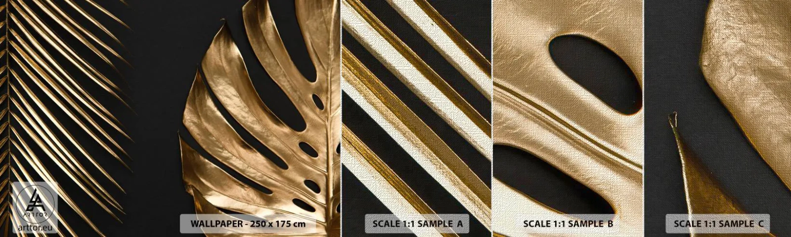 Fototapeten Muster Premium Canvas - Anders und genauso teuer - Palmblatt, Monstera-Blatt, Abstraktion - 100x30 cm