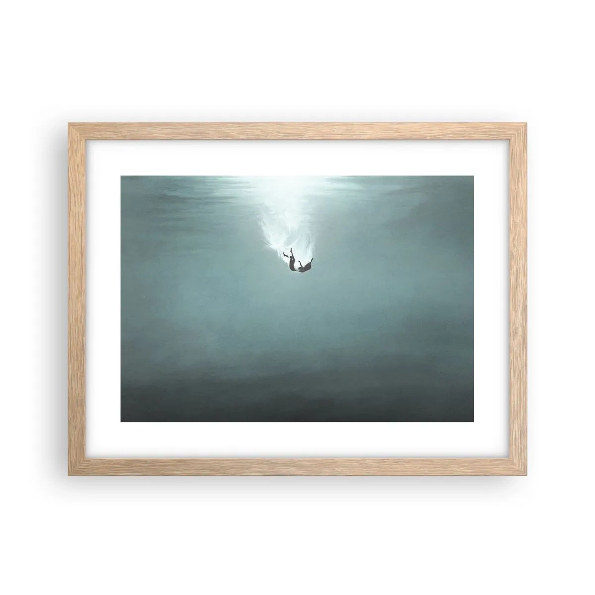 Poster in einem Rahmen aus heller Eiche - In den Armen des Ozeans - 40x30 cm