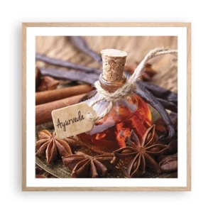 Poster in einem Rahmen aus heller Eiche - Zur Einheit von Körper und Geist - 60x60 cm