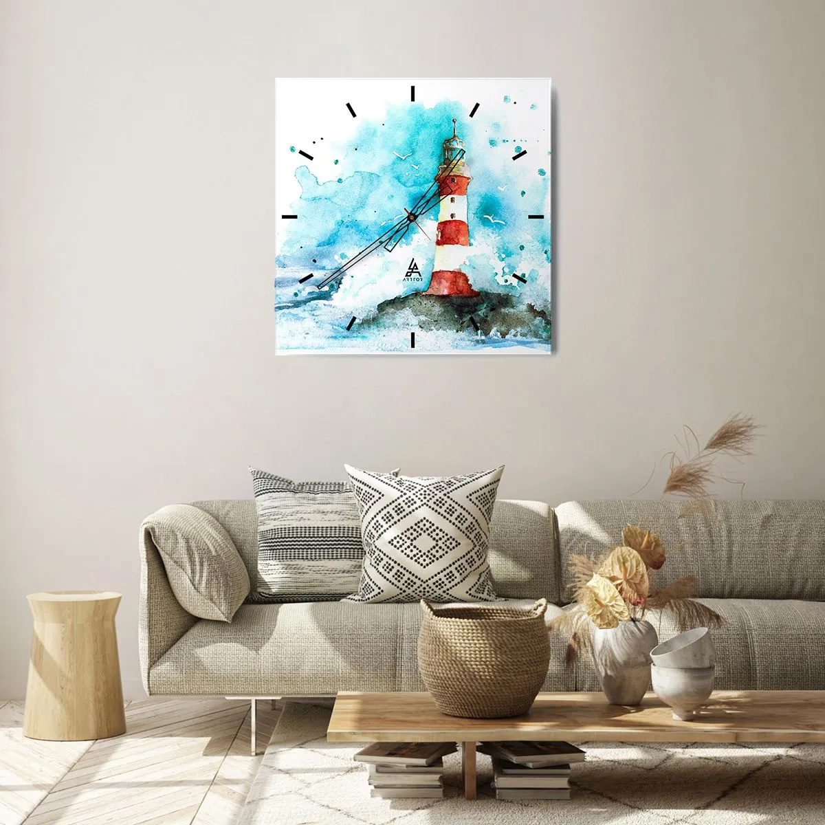 Wanduhr - Glasuhr - Einheit der Elemente - 40x40 cm