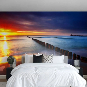 Fototapete Premium Sand - Lausche der Stille - Landschaft, Sonnenuntergang, Strand - 200x140 cm