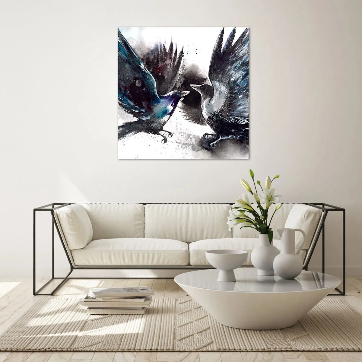Glasbild - Bild auf glas - Rabe zum Raben ... - 60x60 cm