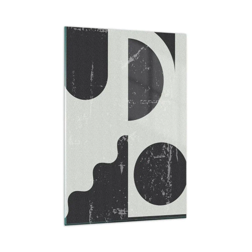 Glasbild - Bild auf glas - Geometrische Muster in Schwarz- und Grautönen - 80x120cm - Komposition oben und unten - Moderne Wanddekoration für Wohnzimmer und Schlafzimmer ARTTOR