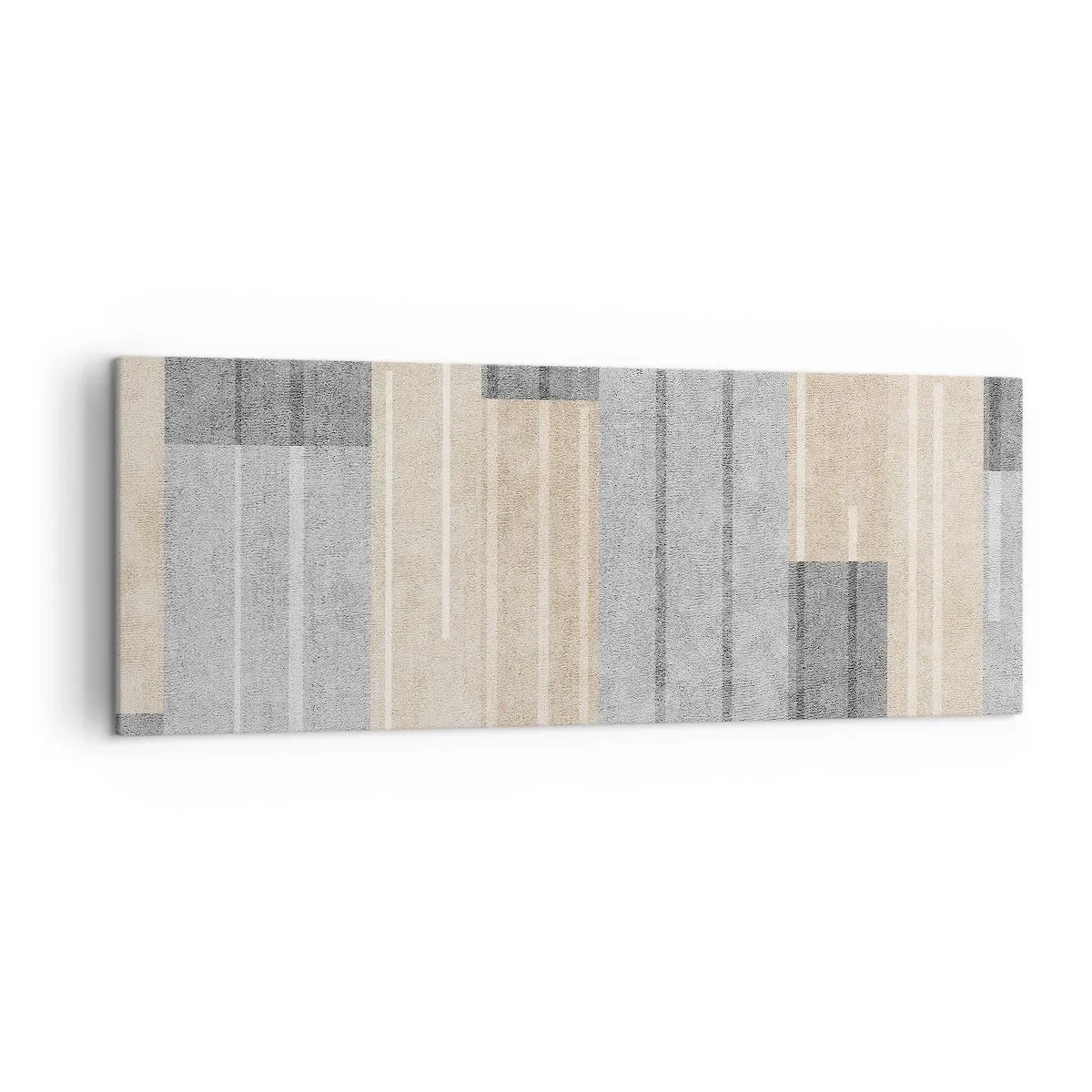 Bild auf Leinwand - Leinwandbild - Geometrische Komposition in Grau- und Beigetönen - 140x50cm - Komposition: Vertikal halten - Moderne Wanddekoration für Wohnzimmer und Schlafzimmer ARTTOR