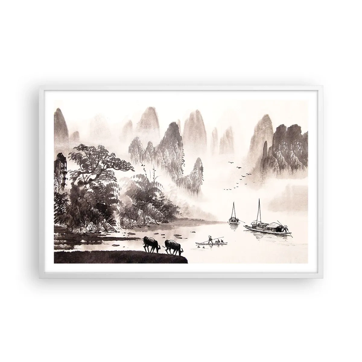 Poster in einem weißen Rahmen - Der exotische Alltag des Ostens - 91x61 cm