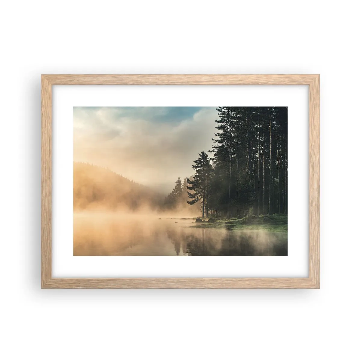 Poster in einem Rahmen aus heller Eiche - Die Geburt des Tages - 40x30 cm