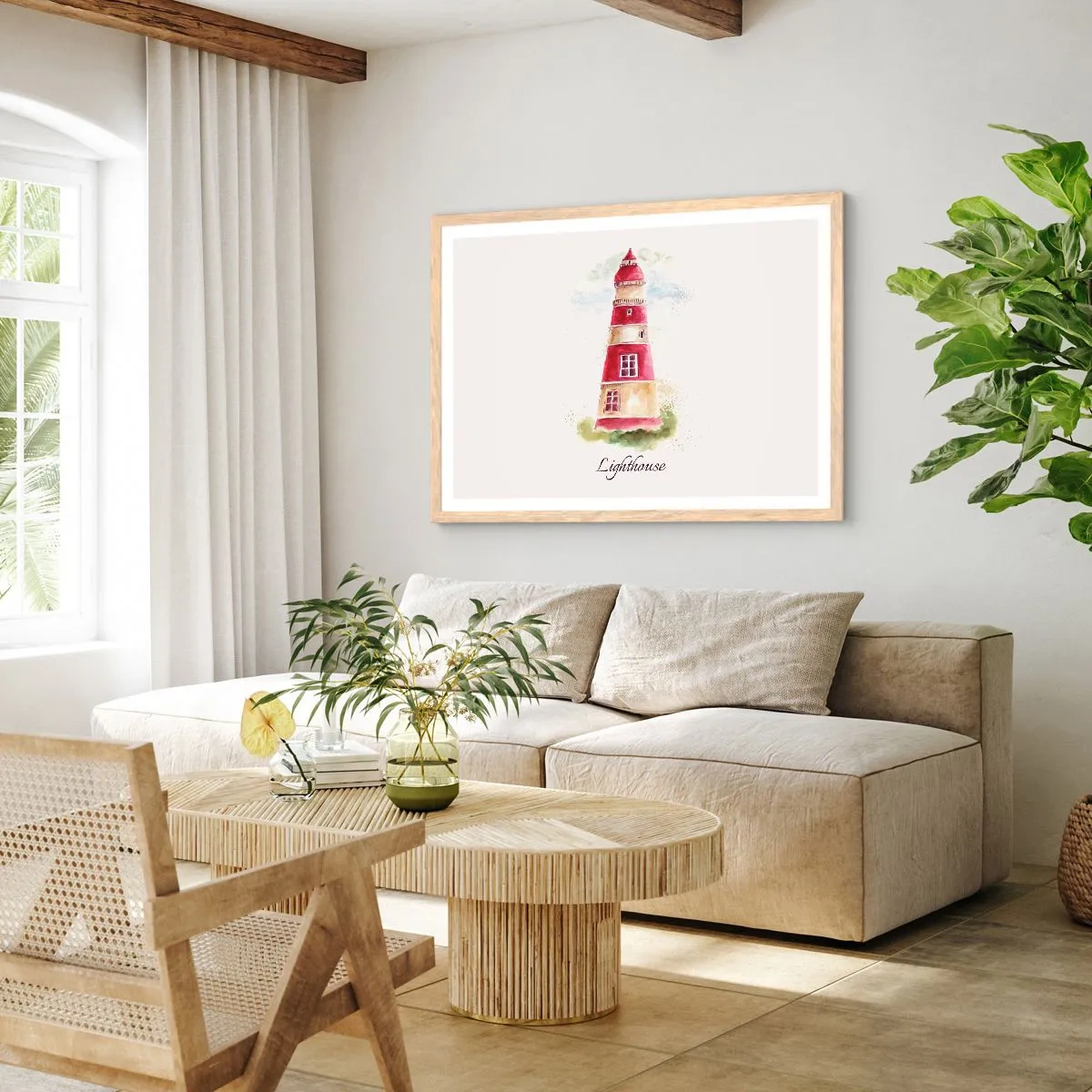 Poster in einem Rahmen aus heller Eiche - Das Wetter ringsum ist immer gut - 91x61 cm