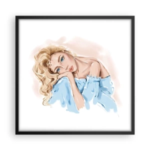 Poster in einem schwarzem Rahmen - Verträumt im Blau - 50x50 cm