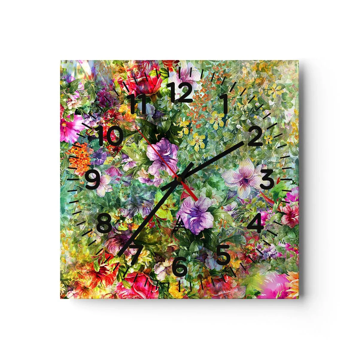 Wanduhr - Glasuhr - In Blumen für das Verderben - 30x30 cm