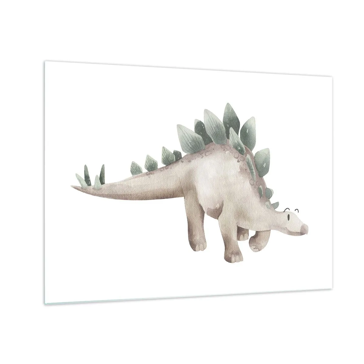 Glasbild - Bild auf glas - Ein süßer Dinosaurier in Pastellfarben auf weißem Hintergrund - 70x50cm - Euer Freund - Moderne Wanddekoration für Wohnzimmer und Schlafzimmer ARTTOR