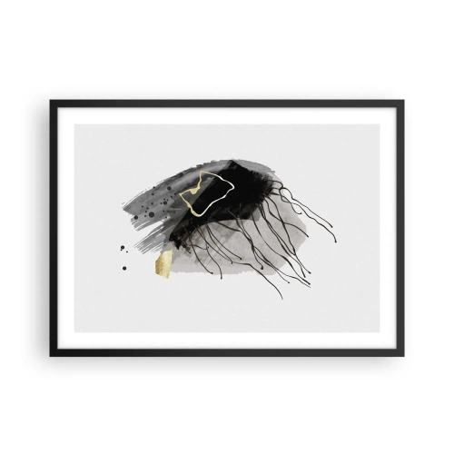 Poster in einem schwarzem Rahmen - Eine abstrakte Komposition mit Akzenten in Schwarz und Gold. - 70x50cm - In Schwarz und Gold - Moderne Wanddekoration für Wohnzimmer und Schlafzimmer ARTTOR