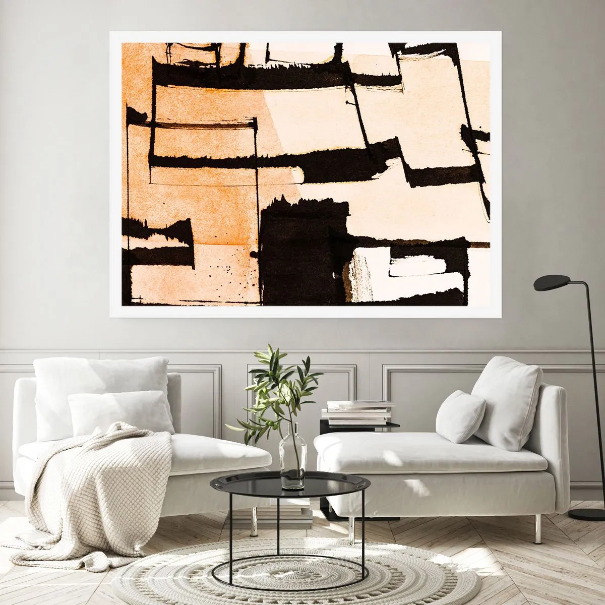 Poster - Geometrische Muster in Braun- und Beigetönen - 100x70cm - Also doch Ordnung - Moderne Wanddekoration für Wohnzimmer und Schlafzimmer ARTTOR