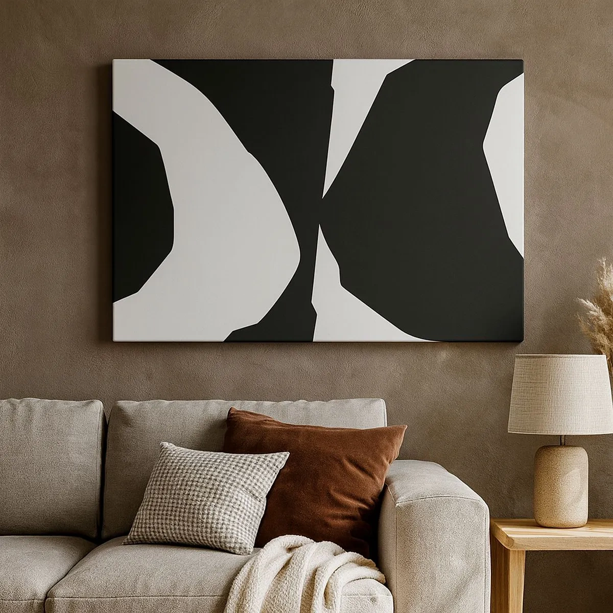 Bild auf Leinwand - Leinwandbild - Abstraktes Kontrastmuster in Schwarz und Weiß - 70x50cm - Positiv negativ - Moderne Wanddekoration für Wohnzimmer und Schlafzimmer ARTTOR