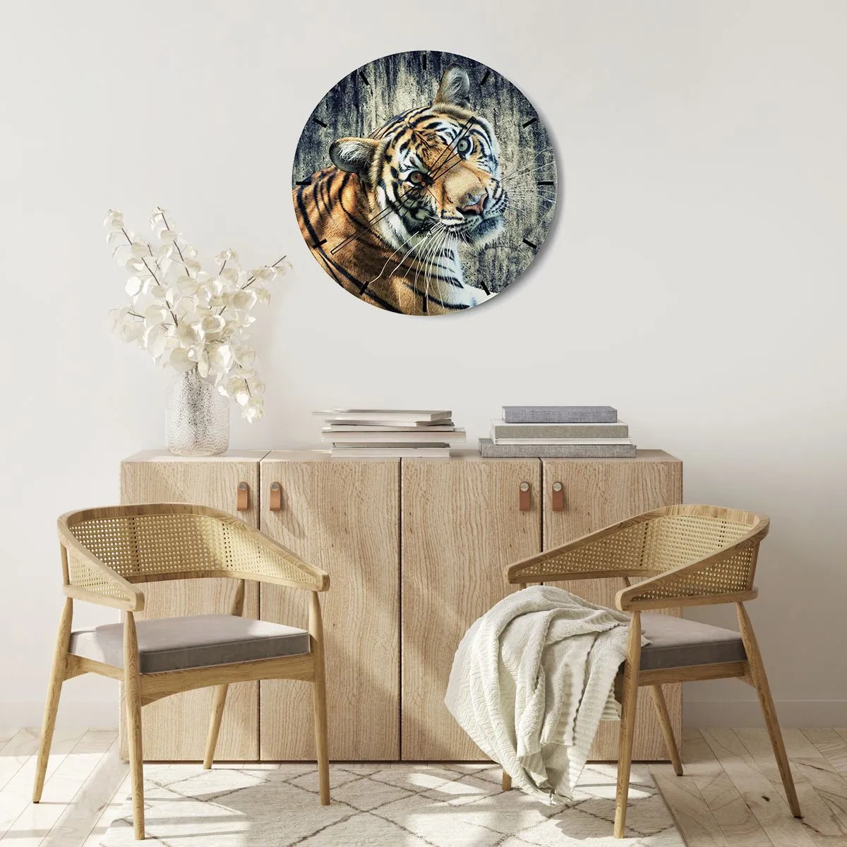 Wanduhr - Glasuhr - Portrait in Lichtstrahlen - 40x40 cm