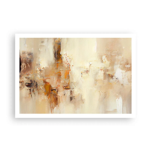 Poster - Eine abstrakte Komposition in warmen Gelb- und Brauntönen. - 100x70cm - Seele aus Bernstein - Moderne Wanddekoration für Wohnzimmer und Schlafzimmer ARTTOR