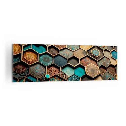 Bild auf Leinwand - Leinwandbild - Bunte Ornamente in sechseckigen Mustern - 160x50cm - Arabische Ornamente – Variation - Moderne Wanddekoration für Wohnzimmer und Schlafzimmer ARTTOR