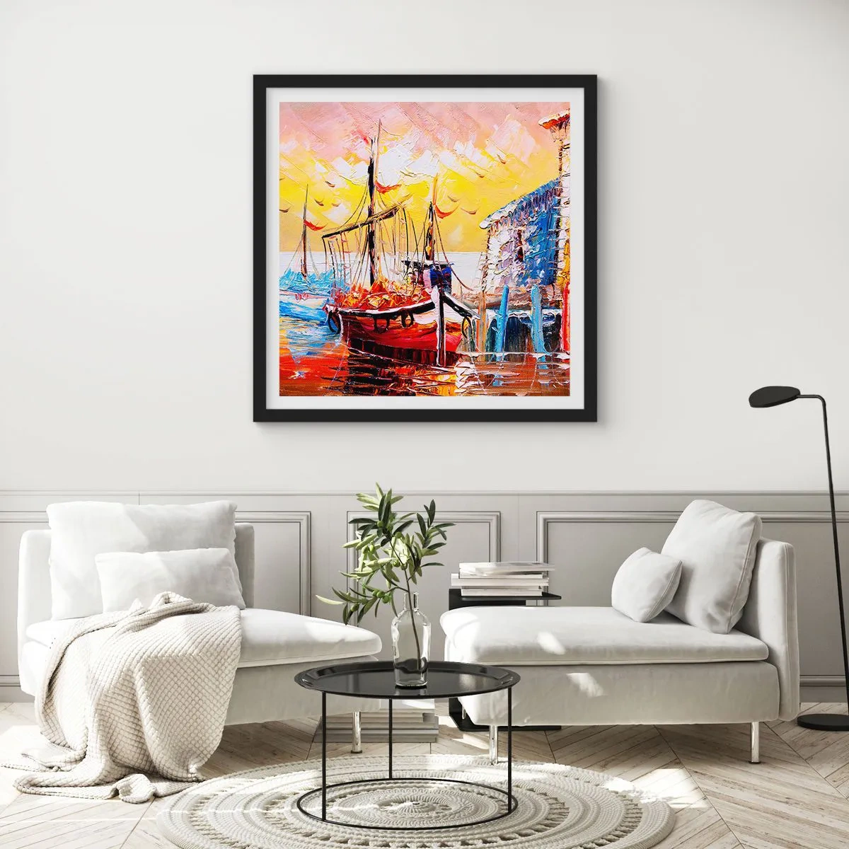 Poster in einem schwarzem Rahmen - Glückliche Rückkehr - 50x50 cm