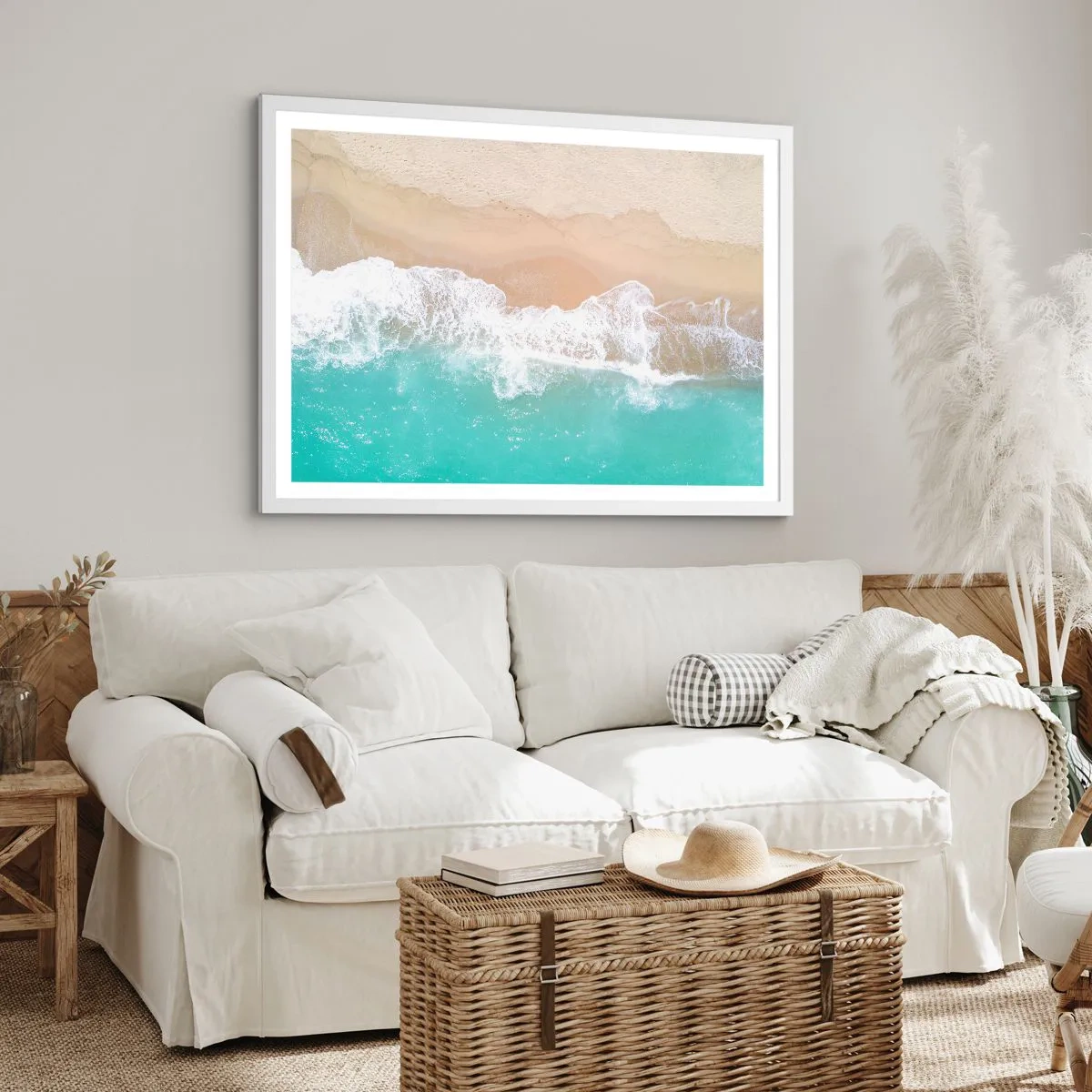 Poster in einem weißen Rahmen - Eine streichelnde Berührung - 50x40 cm