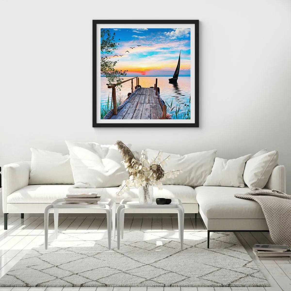 Poster in einem schwarzem Rahmen - Guten Abend - 50x50 cm