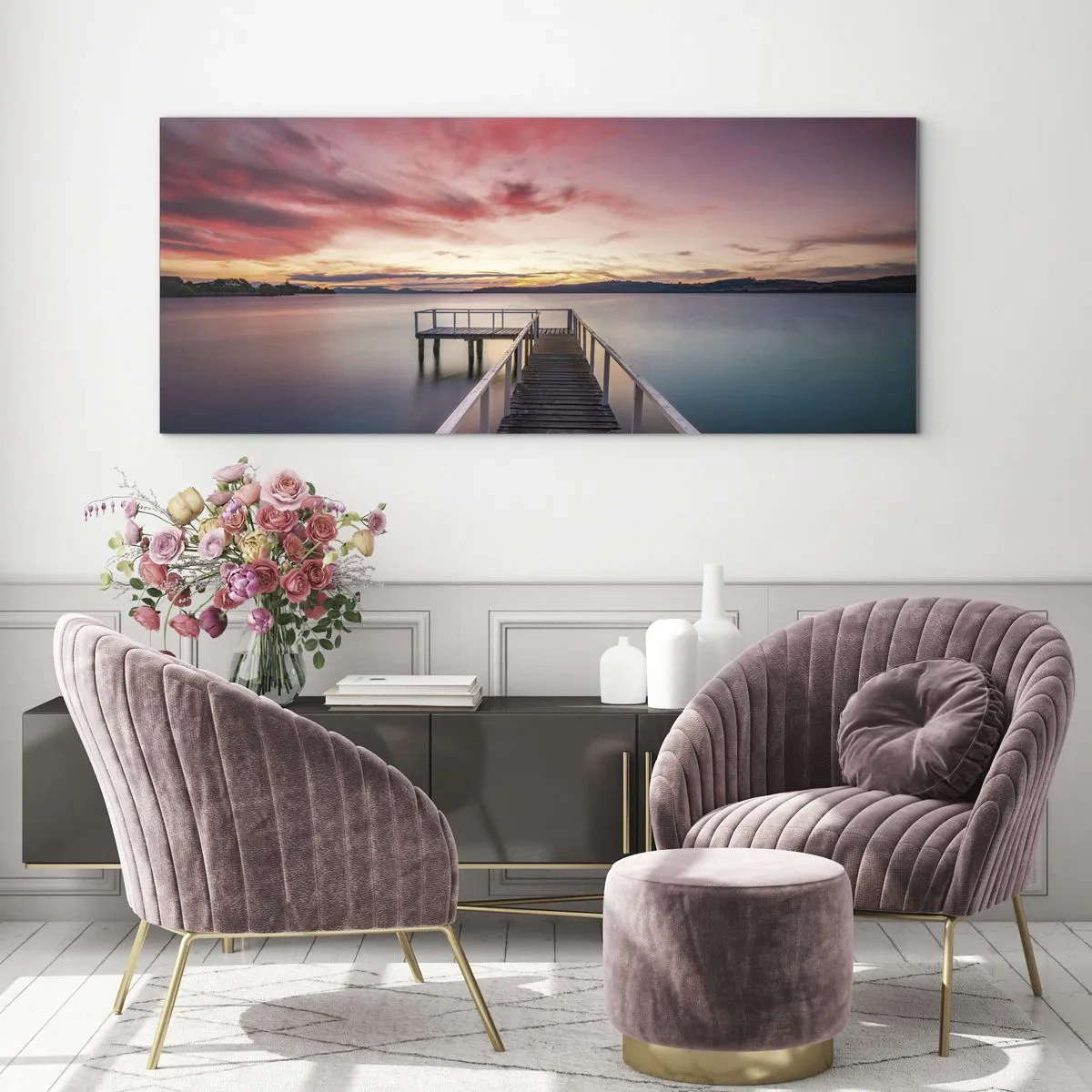 Glasbild - Bild auf glas - Die sanfte Flamme des Abends - 100x40 cm