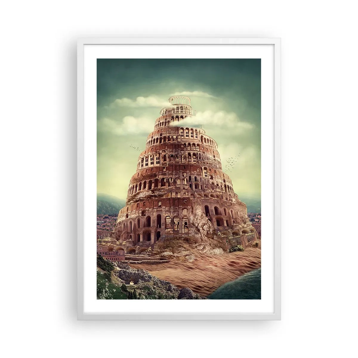 Poster in einem weißen Rahmen - Turm von Babylon - 50x70 cm