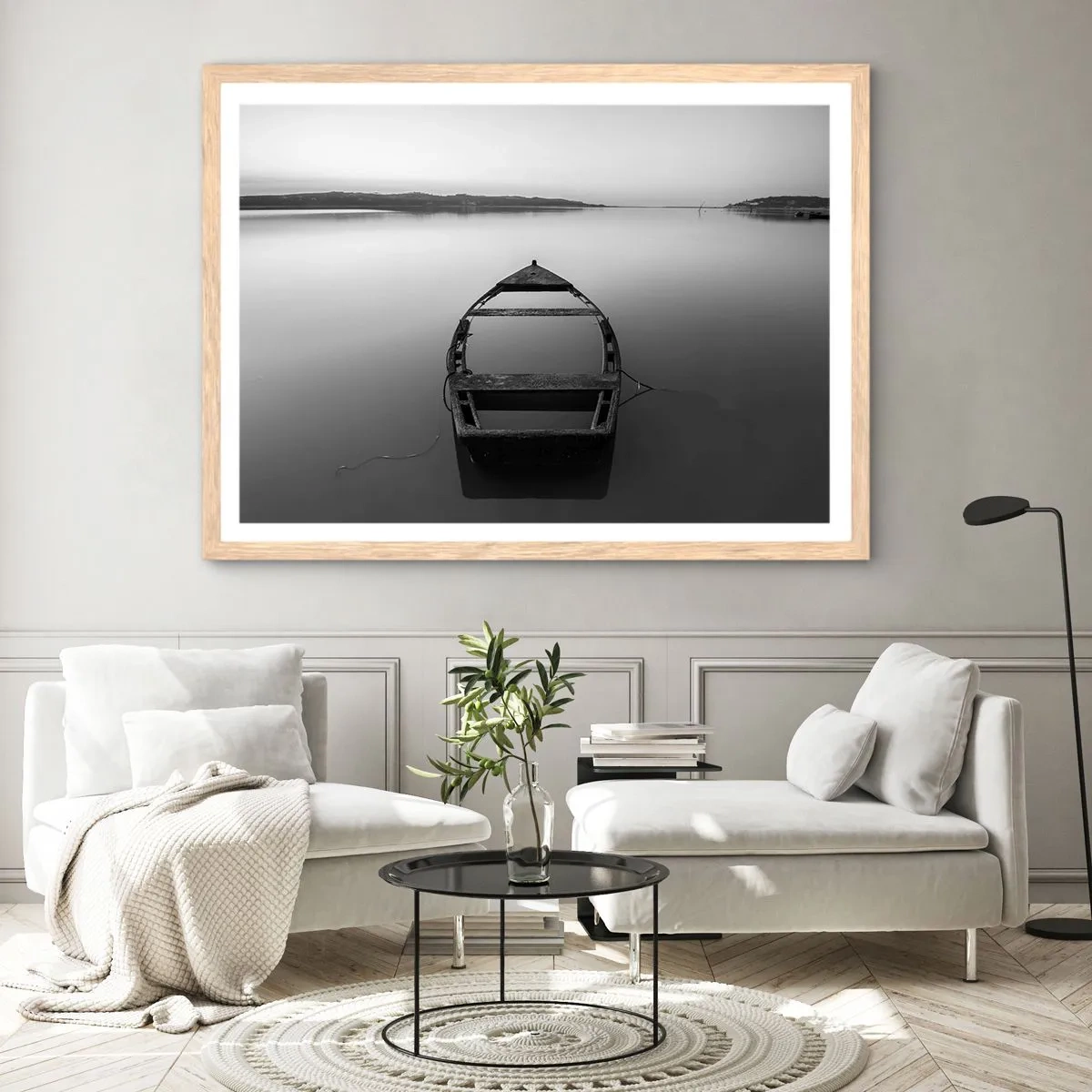 Poster in einem Rahmen aus heller Eiche - Sehnsucht und Melancholie - 70x50 cm