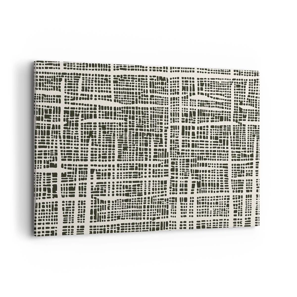 Bild auf Leinwand - Leinwandbild - Ein geometrisches Muster, das einem Gitter auf hellem Hintergrund ähnelt - 100x70cm - Gewebte Komposition - Moderne Wanddekoration für Wohnzimmer und Schlafzimmer ARTTOR