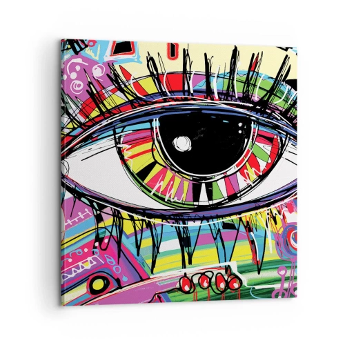 Bild auf Leinwand - Leinwandbild - Buntes Auge - bunte Seele - 60x60 cm