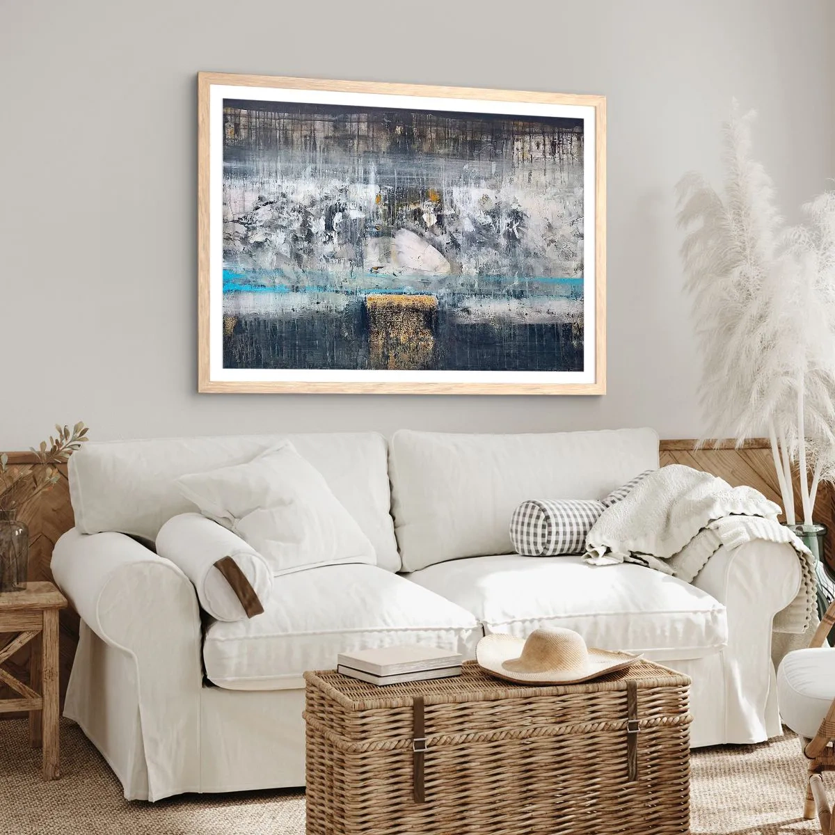 Poster in einem Rahmen aus heller Eiche - Wie auf Eis, wie nach Dezember - 100x70 cm