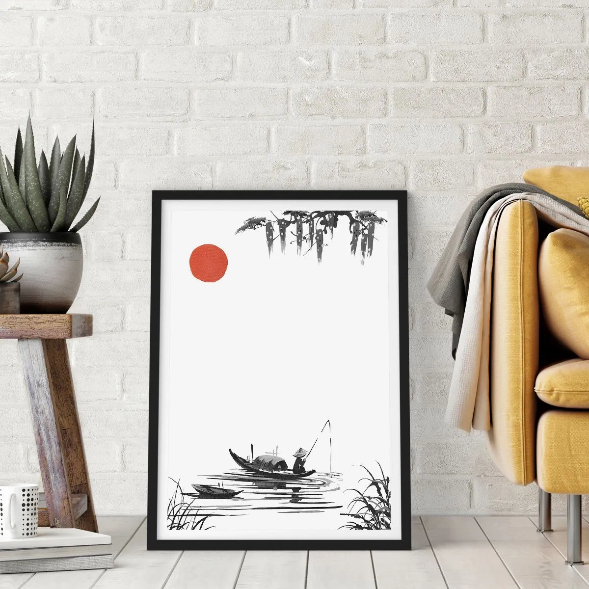 Poster in einem schwarzem Rahmen - Asiatischer Nachmittag - 70x100 cm