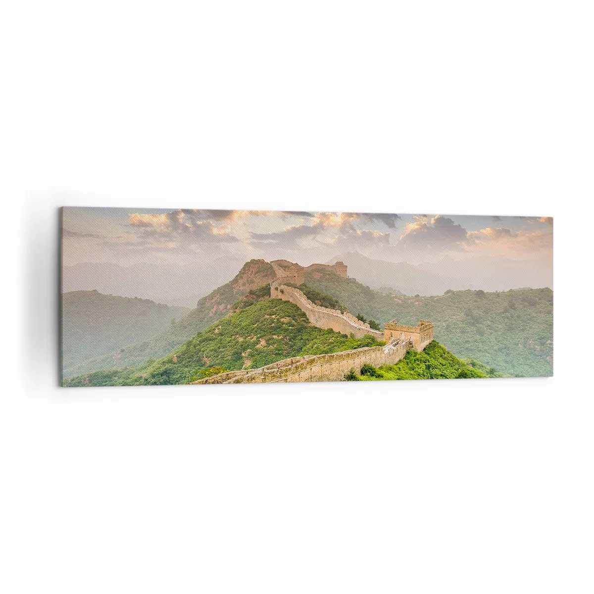 Bild auf Leinwand - Leinwandbild - Die Chinesische Mauer im Sonnenlicht in einer malerischen Landschaft - 160x50cm - Ewige Größe - Moderne Wanddekoration für Wohnzimmer und Schlafzimmer ARTTOR
