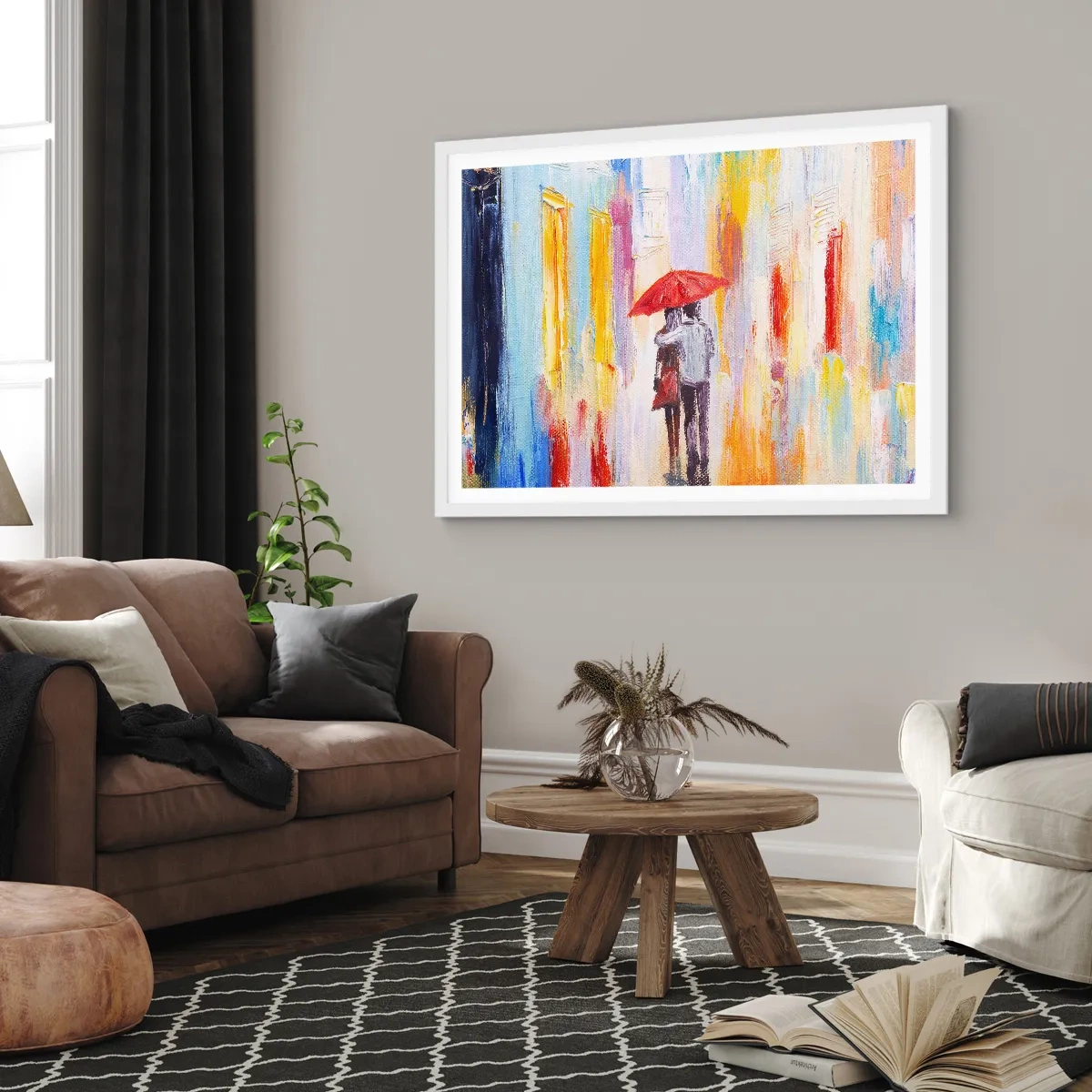 Poster in einem weißen Rahmen - Lass es weiter regnen - 91x61 cm
