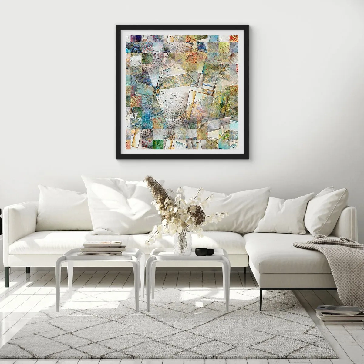 Poster in einem schwarzem Rahmen - Geometrische Mischung - 60x60 cm