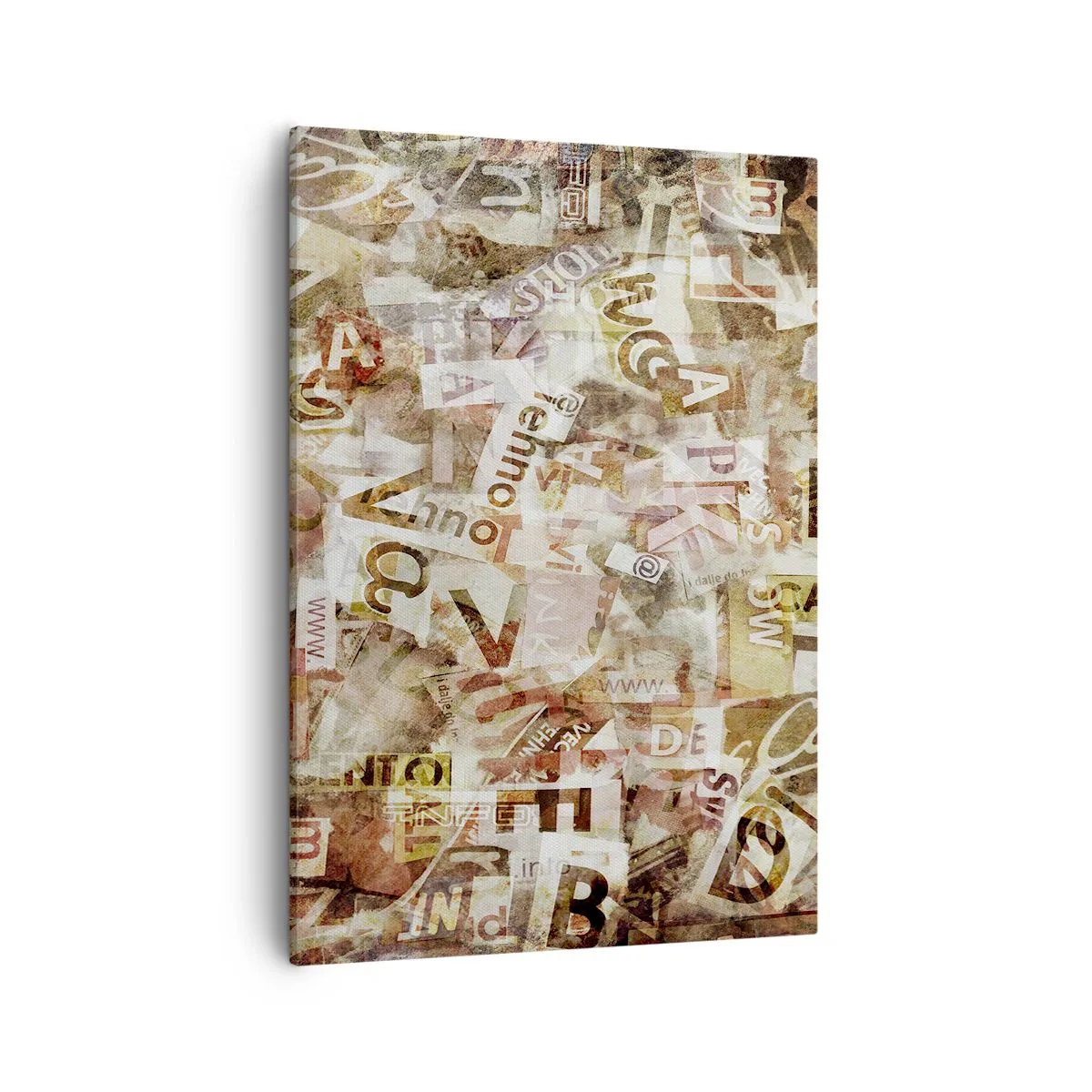 Bild auf Leinwand - Leinwandbild - Abstrakte Komposition mit Buchstaben und Textfragmenten - 50x70cm - Ich vereinige das Geschwätz - Moderne Wanddekoration für Wohnzimmer und Schlafzimmer ARTTOR