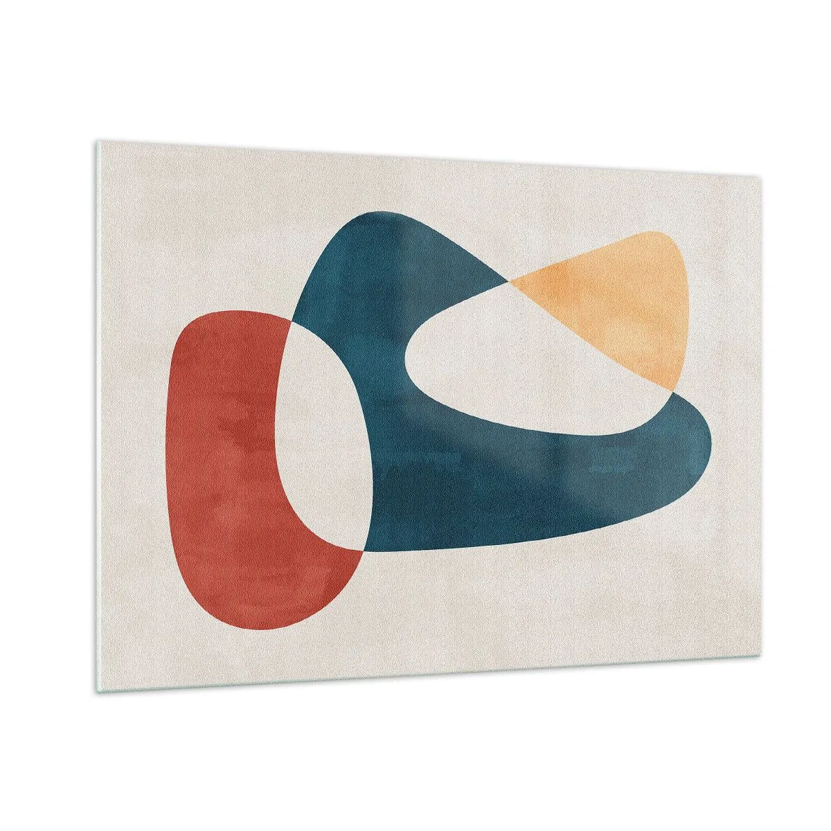 Glasbild - Bild auf glas - Minimalistische Abstraktion in Rot- und Marineblautönen - 100x70cm - Einflüsse und Metamorphosen - Moderne Wanddekoration für Wohnzimmer und Schlafzimmer ARTTOR