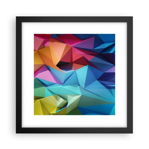 Poster in einem schwarzem Rahmen - Regenbogen-Origami - 30x30 cm