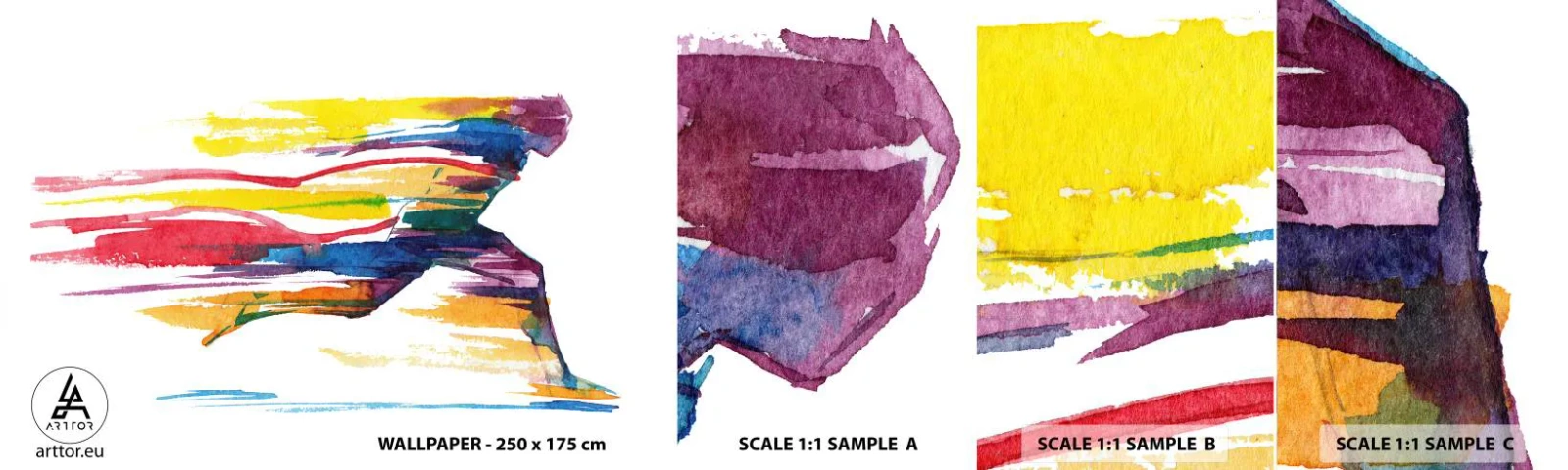 Fototapetenmuster Standard Eco - Über den Regenbogen laufen - Abstraktion, Sport, Läufer - 100x30 cm
