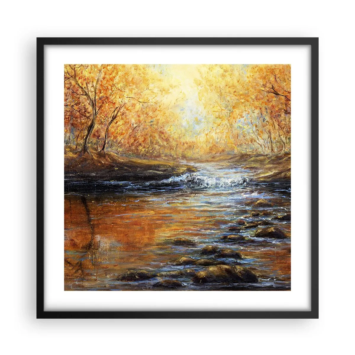 Poster in einem schwarzem Rahmen - Der goldene Strom - 50x50 cm