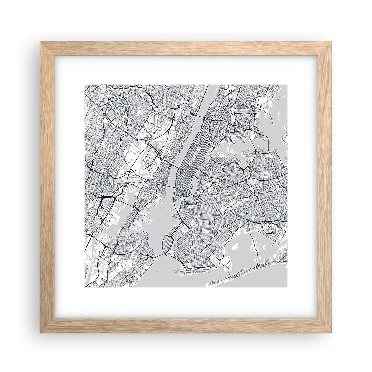 Poster in einem Rahmen aus heller Eiche - Die Anatomie einer Metropole - 30x30 cm