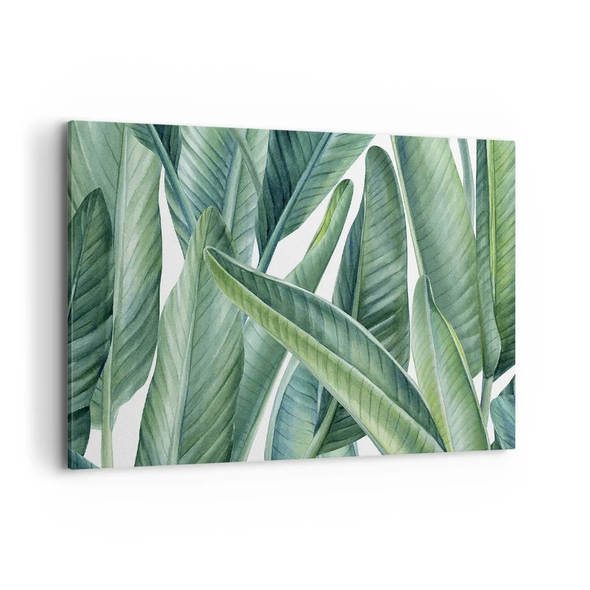 Bild auf Leinwand - Leinwandbild - Grüne Blätter im minimalistischen, botanischen Stil - 100x70cm - An und für sich Grün - Moderne Wanddekoration für Wohnzimmer und Schlafzimmer ARTTOR