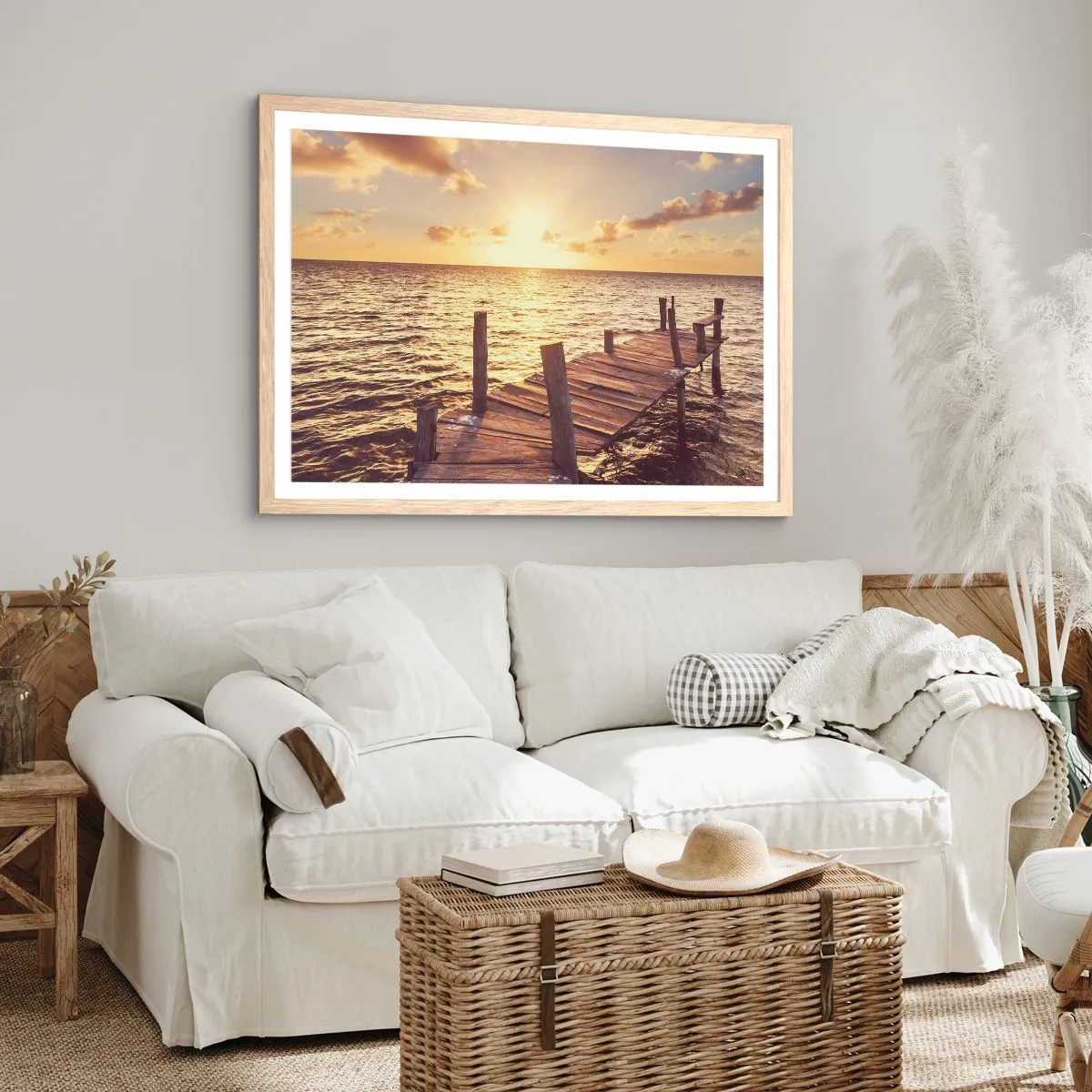 Poster in einem Rahmen aus heller Eiche - Das goldene Land der Sanftmut - 50x40 cm