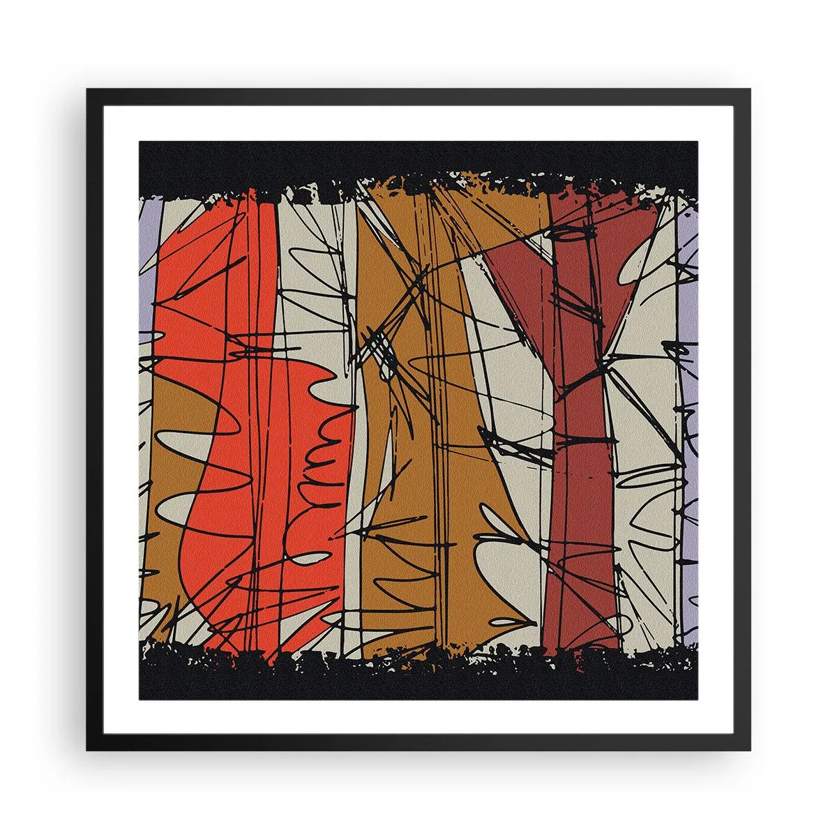 Poster in einem schwarzem Rahmen - Spontane Komposition - 60x60 cm