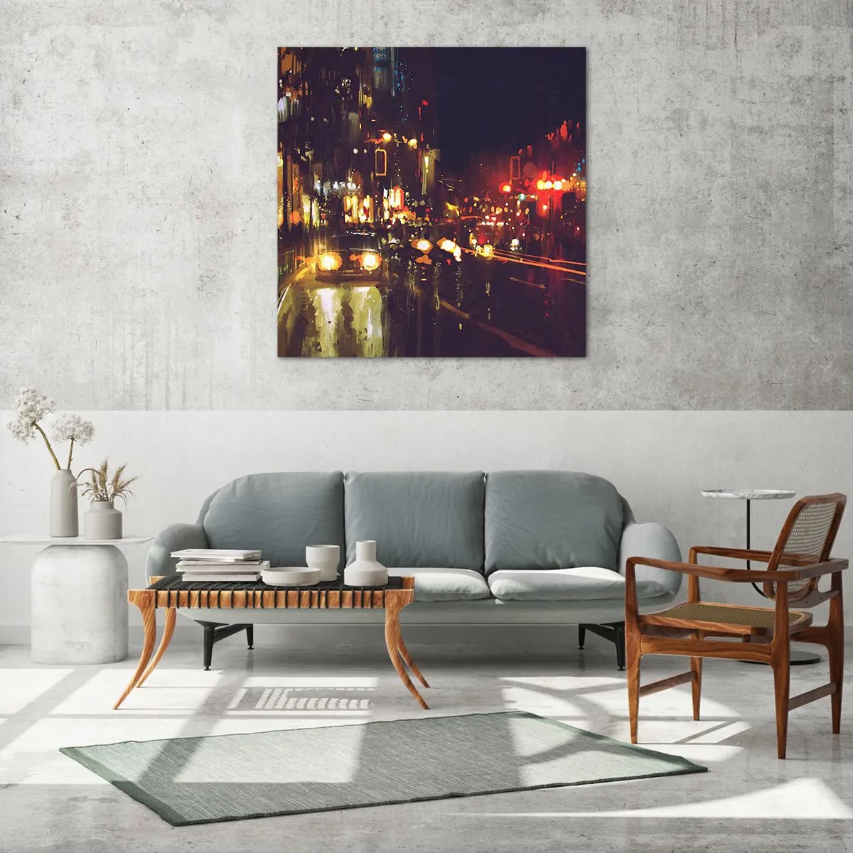 Glasbild - Bild auf glas - Eingetaucht in die Lichter der Nacht - 30x30 cm