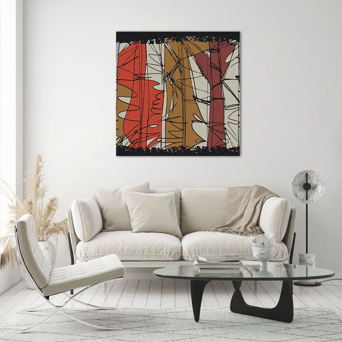 Glasbild - Bild auf glas - Spontane Komposition - 50x50 cm