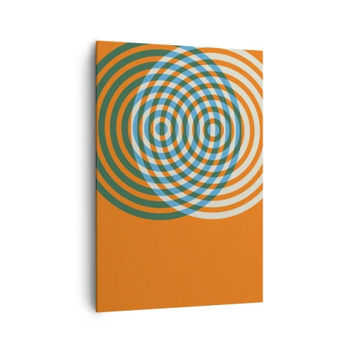 Bild auf Leinwand - Leinwandbild - Konzentrische Kreise auf orangefarbenem Hintergrund - 70x100cm - Abstrakte kreisförmige Variation - Moderne Wanddekoration für Wohnzimmer und Schlafzimmer ARTTOR