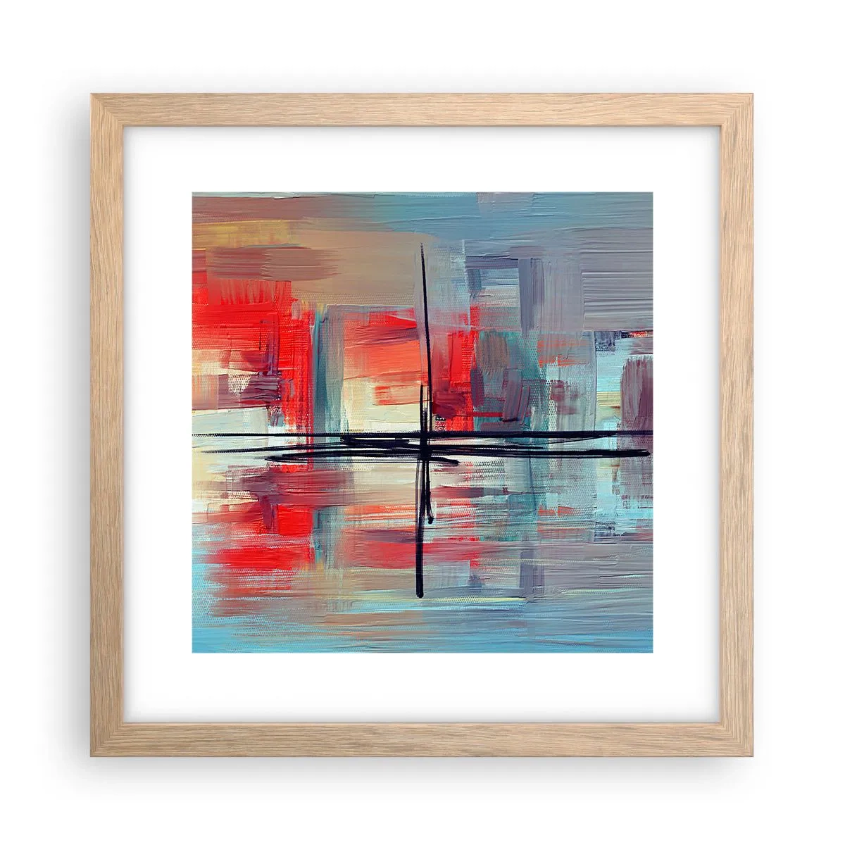 Poster in einem Rahmen aus heller Eiche - Landschaft in einer unbekannten Dimension - 30x30 cm