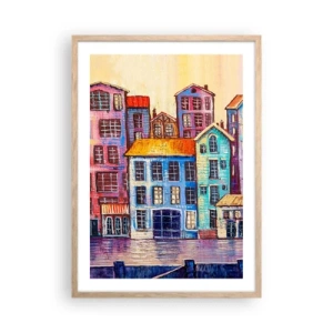 Poster in einem Rahmen aus heller Eiche - Stadt wie aus einem Märchen - 50x70 cm