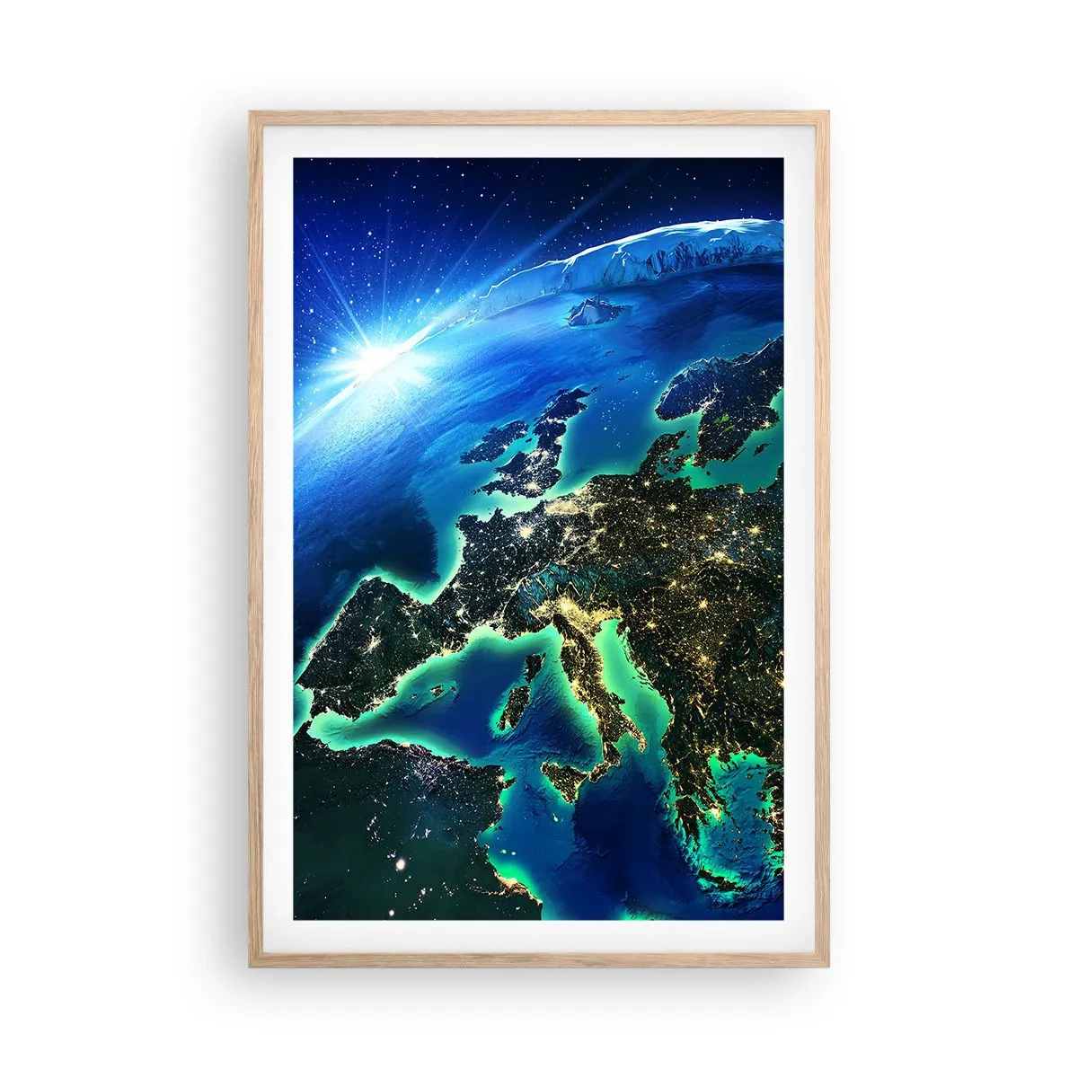 Poster in einem Rahmen aus heller Eiche - Funkelndes Europa - 61x91 cm