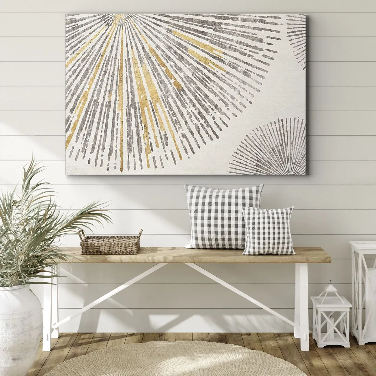 Bild auf Leinwand - Leinwandbild - Abstraktes strahlenförmiges Muster - 120x80cm - Schönheit des Strahls - Moderne Wanddekoration für Wohnzimmer und Schlafzimmer ARTTOR