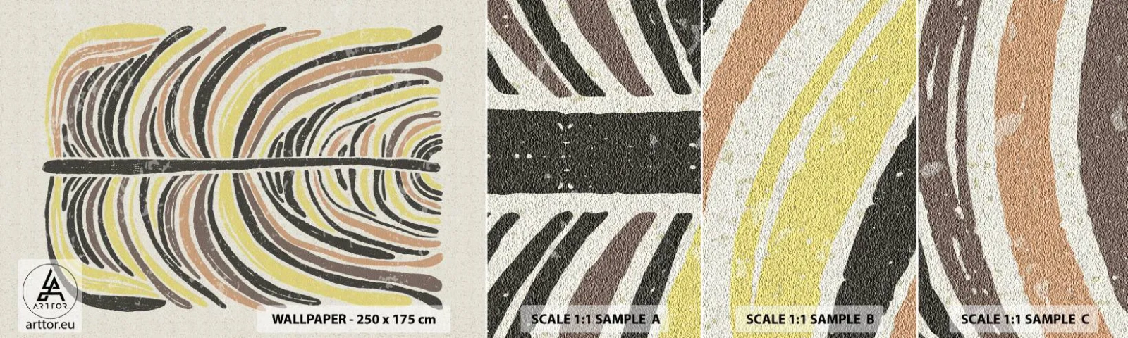 Fototapetenmuster Standard Eco - Abstraktion voller Leben - Boho, Minimalismus, Pastell - 100x30 cm